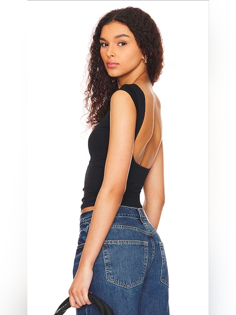 Free People Black Scoop-Back Tank Top Size M/L